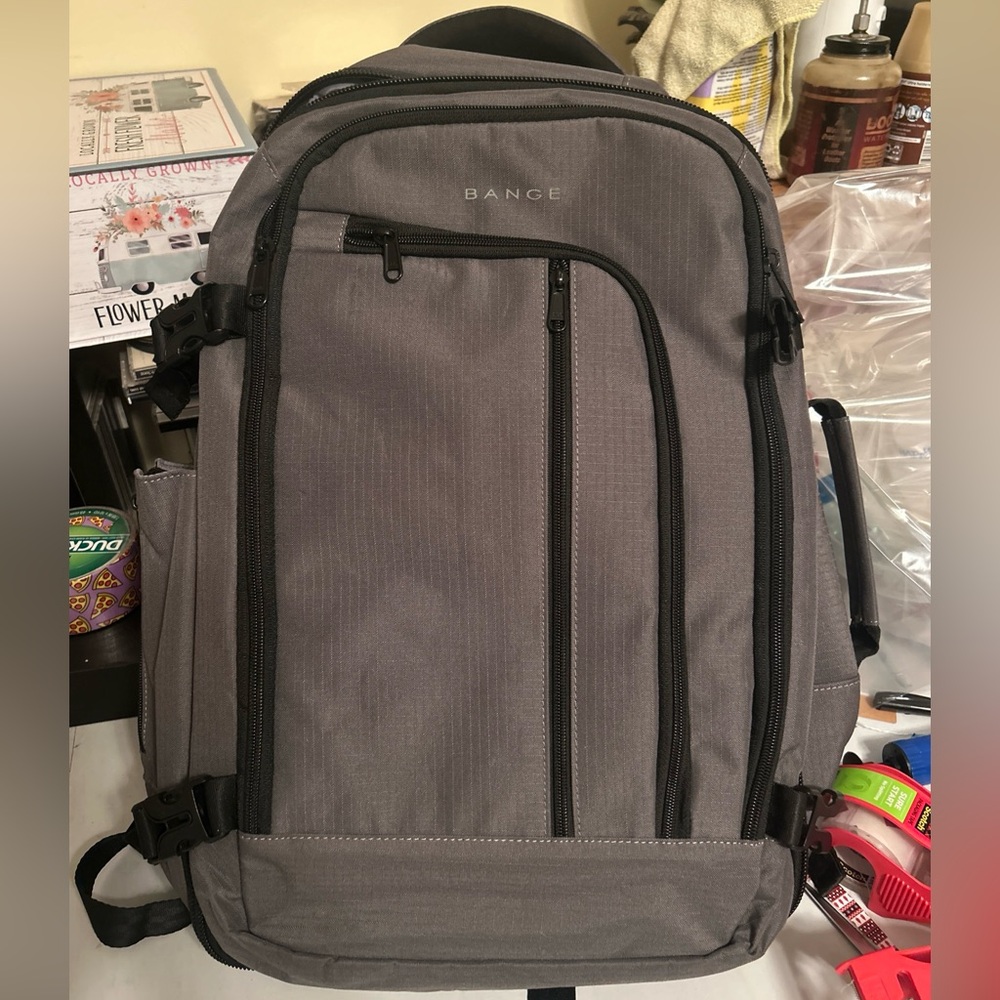 New Large Bange Gray laptop travel Backpack for Men carry-on
